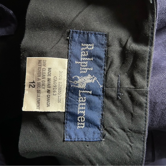 Ralph Lauren woman navy 100% linen pants, Sz 12 - Picture 3 of 3